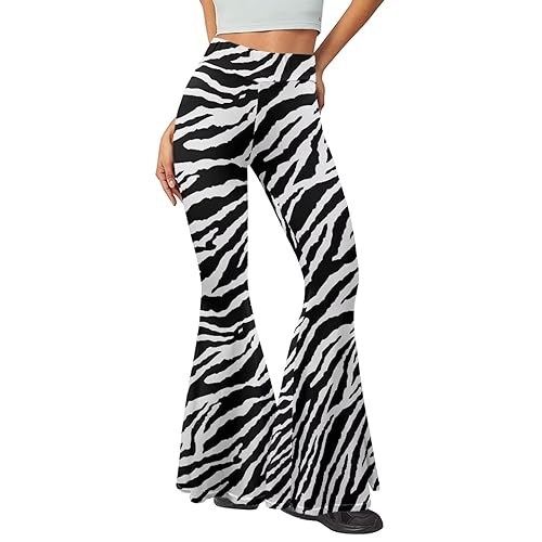 Suhoaziia Damen-Yogahose, weich, hohe Taille, Bootcut-Leggings, Hose, Bootcut, Schlaghose, Größe S-2XL, Zebra-Aufdruck, S von Suhoaziia