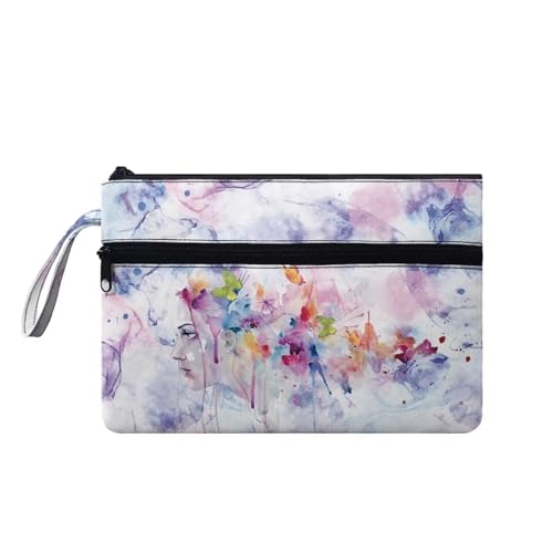 Suhoaziia Handgelenk-Handtaschen für Damen, Make-up-Taschen mit tragbarem Seil, Reißverschluss, Kleingeldbörse, Münzkarten-Geldbörse, Batik-Schmetterling, M von Suhoaziia