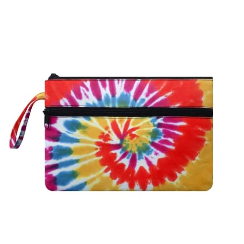 Suhoaziia Handgelenk-Handtaschen für Damen, Make-up-Taschen mit tragbarem Seil, Reißverschluss, Kleingeldbörse, Münzkarten-Geldbörse, Swirl Tie Dye, Medium von Suhoaziia