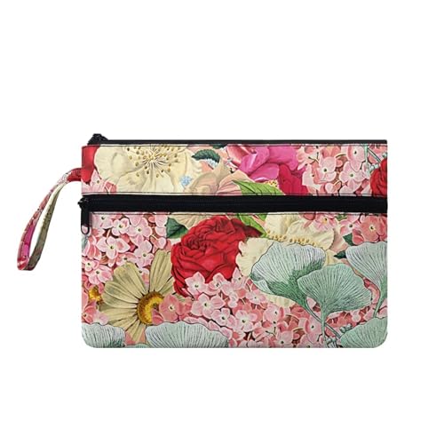 Suhoaziia Handtasche für Damen, Blumenmuster, Make-up-Tasche, viel Platz, Reißverschluss, Handtaschen, leicht zu tragen, Münzkarte, Handy von Suhoaziia