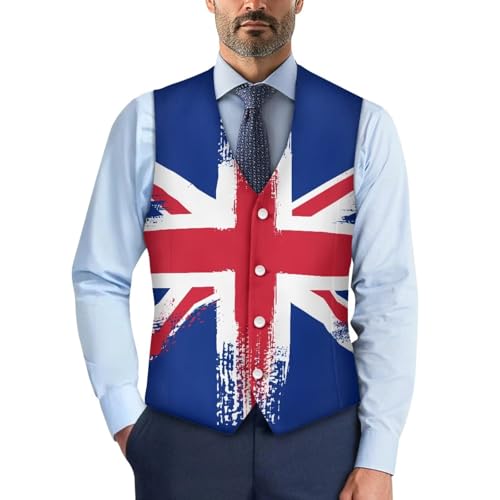 Suhoaziia Herren Casual Anzug Weste Leichte Business Formal Kleid Anzug V-Ausschnitt Weste Weste für Party Hochzeit Smoking, Britische Flagge, Union Jack, L Suhoaziia Herren Casual Anzug Weste Leichte Business Formal Kleid Anzug V-Ausschnitt Weste Weste für Party Hochzeit Smoking, Britische Flagge, Union Jack, L von Suhoaziia