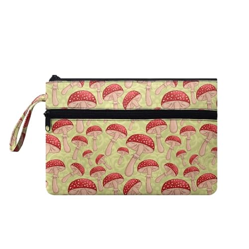 Suhoaziia Red Mushroom Damen-Handtaschen mit Handgelenk, Geldbörse, Geldbörse, Geldbörse, Make-up-Taschen von Suhoaziia