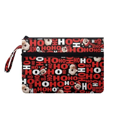 Suhoaziia Reise-Make-up-Tasche mit Vordertasche, Clutch, einfach zu transportieren, Münzkarten-Geldbörse, Weihnachtsmann Hoho, Small von Suhoaziia