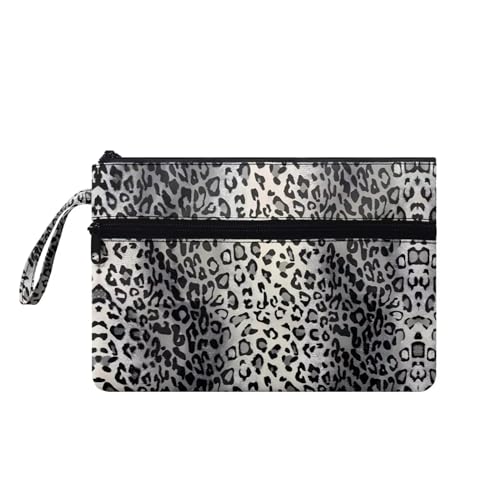 Suhoaziia Reise-Make-up-Tasche mit Vordertasche, Clutch, einfach zu transportieren, Münzkarten-Geldbörse, leopard, Small von Suhoaziia