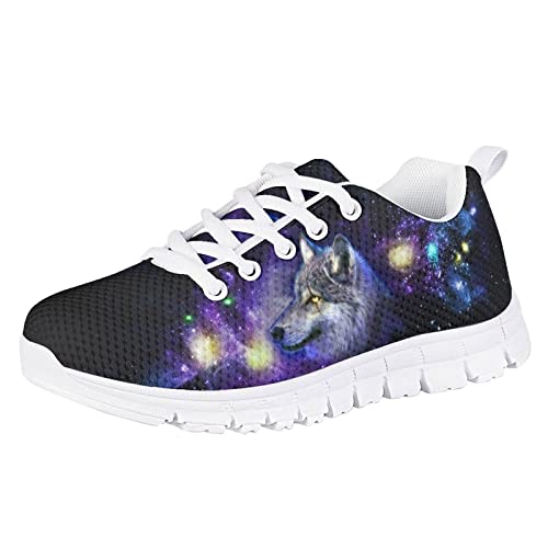 Suhoaziia Sneakers Schnürschuhe Leichte Sportschuhe Casual Laufen Wanderschuhe für Jungen Mädchen, Galaxy Wolf, 36 EU von Suhoaziia