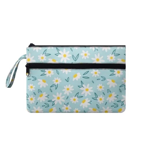 Suhoaziia Süße Damenhandtaschen mit Gänseblümchen-Motiv, Kreditkartenhalter, Handy, Scheckbuch, Organizer, Kosmetiktasche, geeignet für Outdoor, Büro, Shopping, Strand, Sommer von Suhoaziia