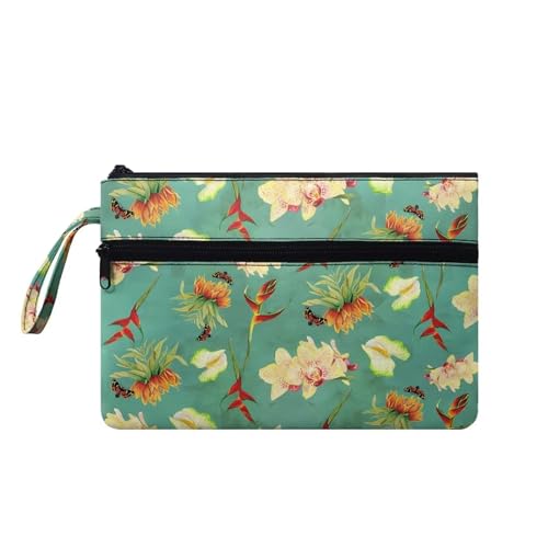 Suhoaziia Tropical Island Damen-Handtaschen mit Blumenmuster, Reise-Geldbörse, Zubehör, Make-up-Tasche, Kreditkartenhalter, Handy, Scheckbuch, Organizer von Suhoaziia