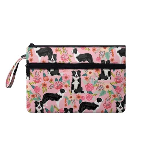 Suhoaziia Umschlag-Geldbörse für Damen, Handgelenk-Handtaschen, Kosmetik-Organizer, passend für Abend, Outdoor, Büro, Einkaufen, Berner Sennenhund Floral, Medium von Suhoaziia