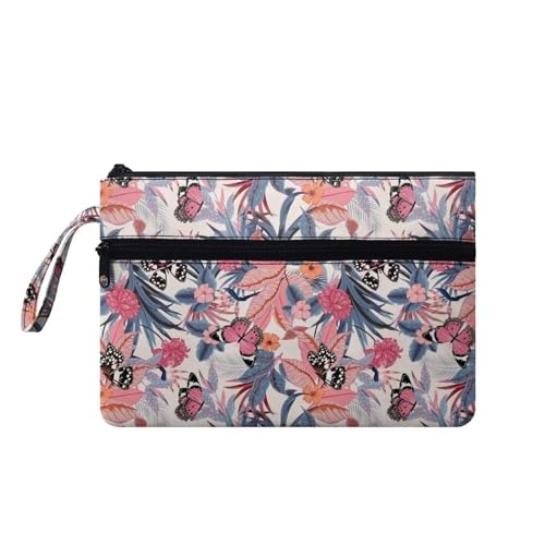 Suhoaziia Umschlag-Geldbörse für Damen, Handgelenk-Handtaschen, Kosmetik-Organizer, passend für Abend, Outdoor, Büro, Einkaufen, Blume Schmetterling, Medium von Suhoaziia