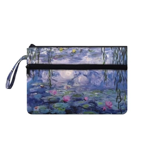 Suhoaziia Water Lillies Damen-Handtaschen mit Reißverschluss, Make-up-Kulturbeutel, Umschlag, Geldbörse mit Fronttasche von Suhoaziia