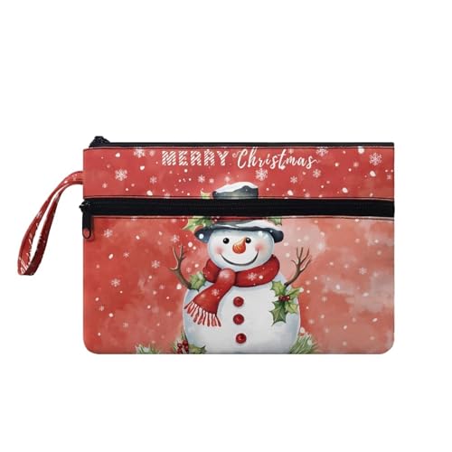 Suhoaziia Weihnachtliche Schneemann-Handtaschen für Damen, Weihnachtsbeutel, Kleingeldbörse für Damen, Münzkarten-Geldbörse mit Vordertasche von Suhoaziia