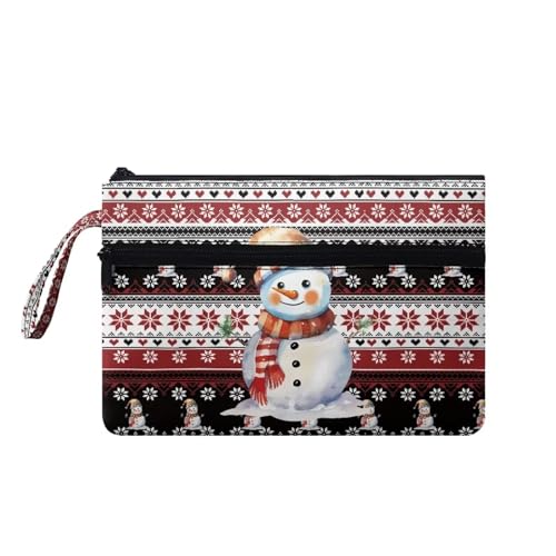 Suhoaziia Weihnachts-Damen-Handtaschen mit Handgelenkschlaufe, Azteken-Schneemann, Geldbörse, Ausweis, Münzhalter, Handy, Scheckbuch, Organizer zum Tragen von Reisepass, Bargeld von Suhoaziia