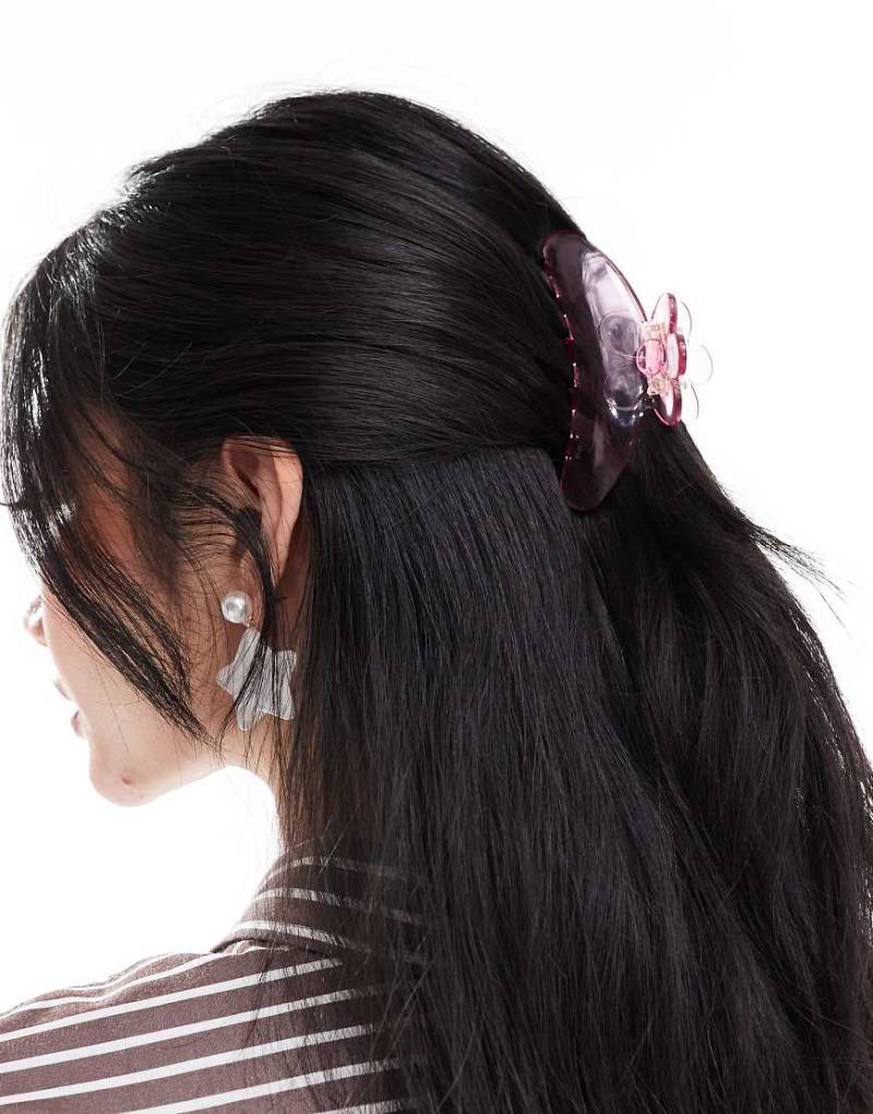 SUI AVA - Ida Daisy - Große Haarklammer in transparentem Rosa mit Blumendetail von Sui Ava