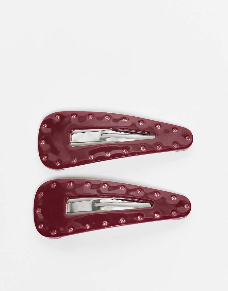 Sui Ava - 2er-Pack Haarspangen in Burgunderrot mit Glitzersteinchen von Sui Ava