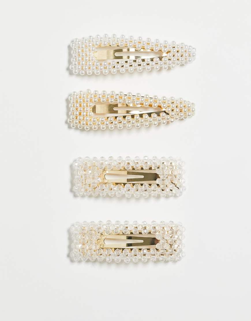 Sui Ava - 4er-Pack Zierperlen-Haarspangen in Weiß von Sui Ava