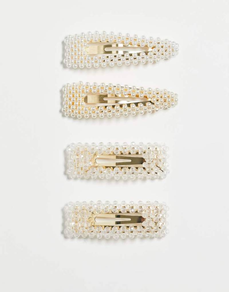 Sui Ava - 4er-Pack Zierperlen-Haarspangen in Weiß von Sui Ava