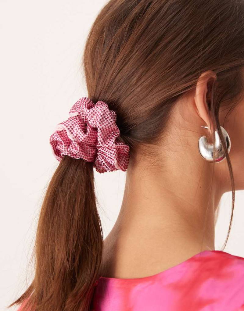Sui Ava - Kelly - Scrunchie-Haargummi in Rosa mit Strassbesatz von Sui Ava