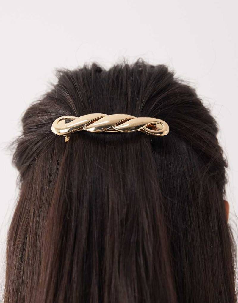 Sui Ava - Verdrehte, glänzende Haarspange in Goldoptik-Goldfarben von Sui Ava