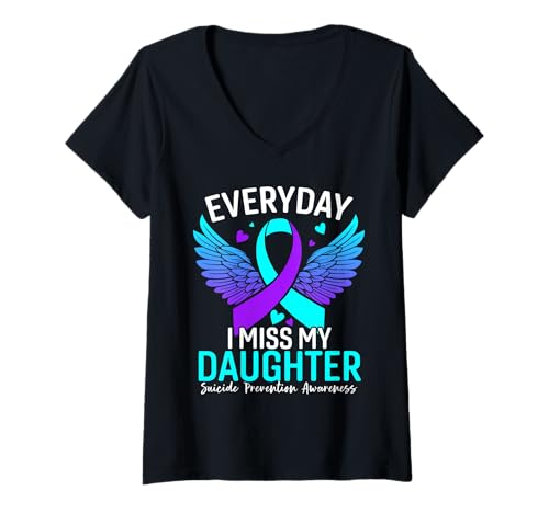 Damen Suicide Awareness Shirt Daughter Suicide Prevention Monat T-Shirt mit V-Ausschnitt Damen Suicide Awareness Shirt Daughter Suicide Prevention Monat T-Shirt mit V-Ausschnitt von Suicide Awareness Month Tees For Men Women
