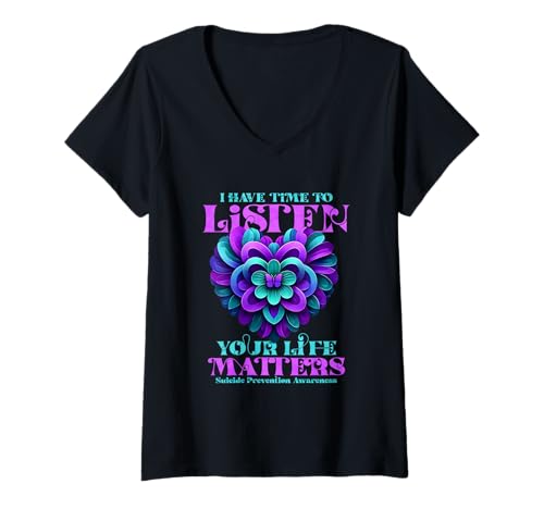 Damen Ich Habe Zeit, dir zuzuhören Life Matters T-Shirt mit V-Ausschnitt Damen Ich Habe Zeit, dir zuzuhören Life Matters T-Shirt mit V-Ausschnitt von Suicide Prevention Awareness Mental Health