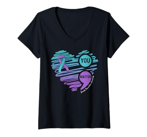 Damen You Matter Suicide Prevention Awareness Semikolon Support T-Shirt mit V-Ausschnitt Damen You Matter Suicide Prevention Awareness Semikolon Support T-Shirt mit V-Ausschnitt von Suicide Prevention Awareness tees
