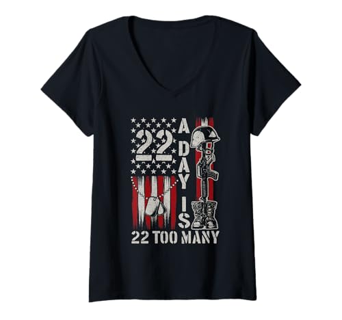 Damen 22 EIN Tag ist 22 zu viel — Bewusstsein für Suizidprävention T-Shirt mit V-Ausschnitt Damen 22 EIN Tag ist 22 zu viel — Bewusstsein für Suizidprävention T-Shirt mit V-Ausschnitt von Suicide Prevention Merch