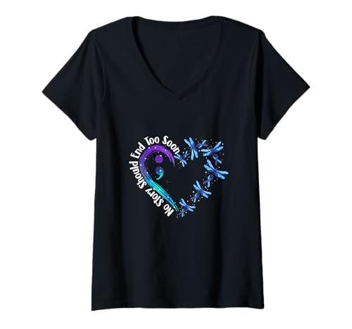 Damen Keine Geschichte sollte zu früh Enden - Suicide Prevention Awareness T-Shirt mit V-Ausschnitt Damen Keine Geschichte sollte zu früh Enden - Suicide Prevention Awareness T-Shirt mit V-Ausschnitt von Suicide Prevention Merch