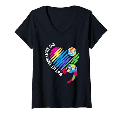 Damen You Matter - Suicide Prevention Awareness Semikolon T-Shirt mit V-Ausschnitt Damen You Matter - Suicide Prevention Awareness Semikolon T-Shirt mit V-Ausschnitt von Suicide Prevention Merch