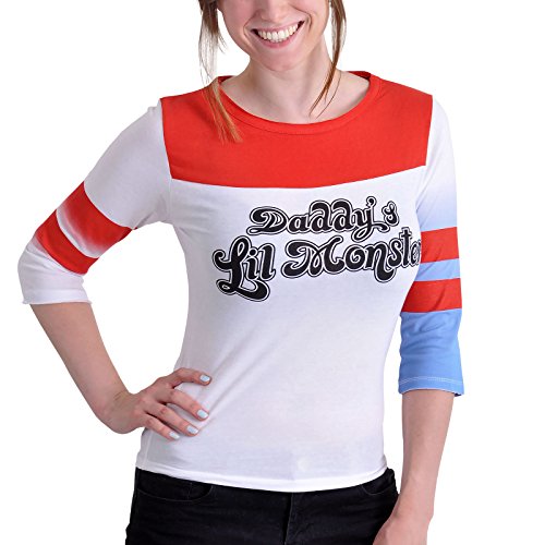 Suicide Squad Harley Quinn Longsleeve Langarm Pullover Rot Weiß - M von Suicide Squad