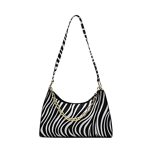 Damen Zebra Print Tote Schultertasche Leder Top Griff Geldbörse Reise Handtasche Clutch Geldbörse mit Kette, zebra, Einheitsgröße von Suillty