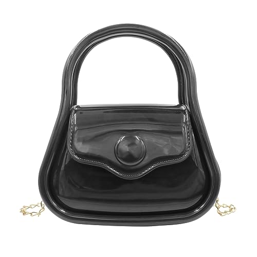 Suillty Frauen Mädchen Mode Candy Farbe PVC Jelly Crossbody Tasche Kinder Mini Top Griff Clutch Handtasche Schulter Messenger Bag, Schwarz, Einheitsgröße, Casual von Suillty