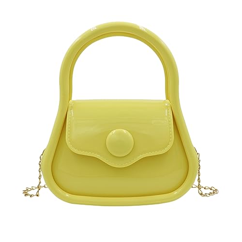 Suillty Frauen Mädchen Mode Candy Farbe PVC Jelly Crossbody Tasche Kinder Mini Top Griff Clutch Handtasche Schulter Messenger Bag, gelb, Einheitsgröße, Casual von Suillty