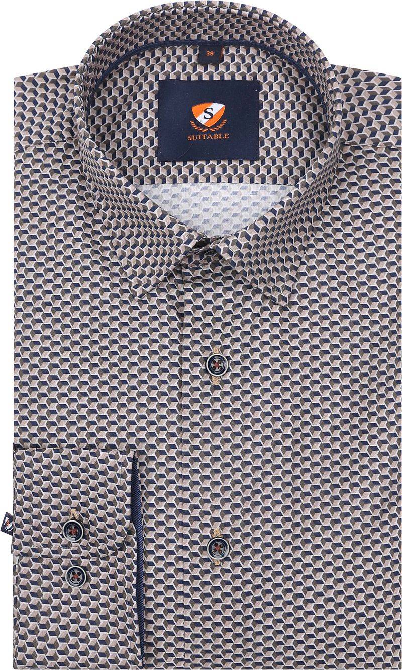 Suitable Hemd Druck Braun 267-12 - Größe 39 von Suitable