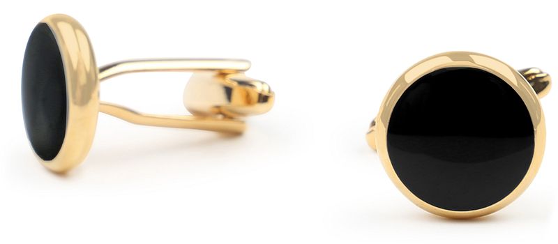 Manschettenknöpfe Rund Gold Schwarz - von Suitable