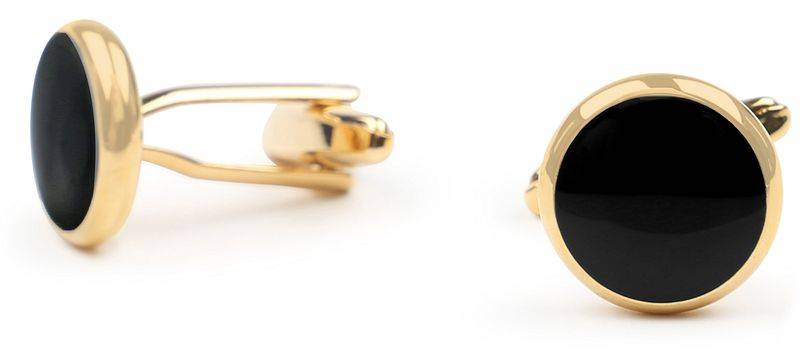 Manschettenknöpfe Rund Gold Schwarz - von Suitable