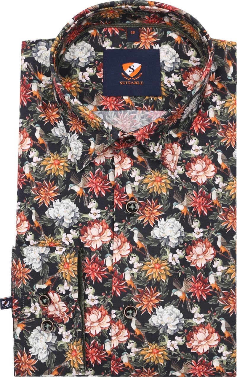 Freizeithemd mit Blumenmuster Mehrfarbig - Größe 39 von Suitable