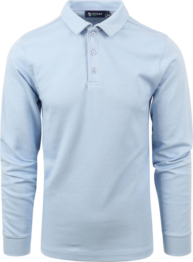 Langarm Slim-Fit Poloshirt "Jink" Hellblau - Größe XL von Suitable