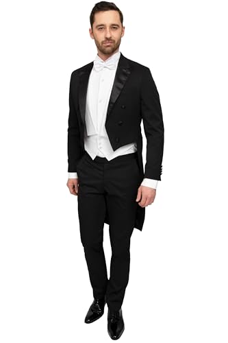 Schwarzer Frack Budapest Stretch - Grösse 54 - Herren - Bekleidung - Slim-fit - Polyester - Knopen von Suitable
