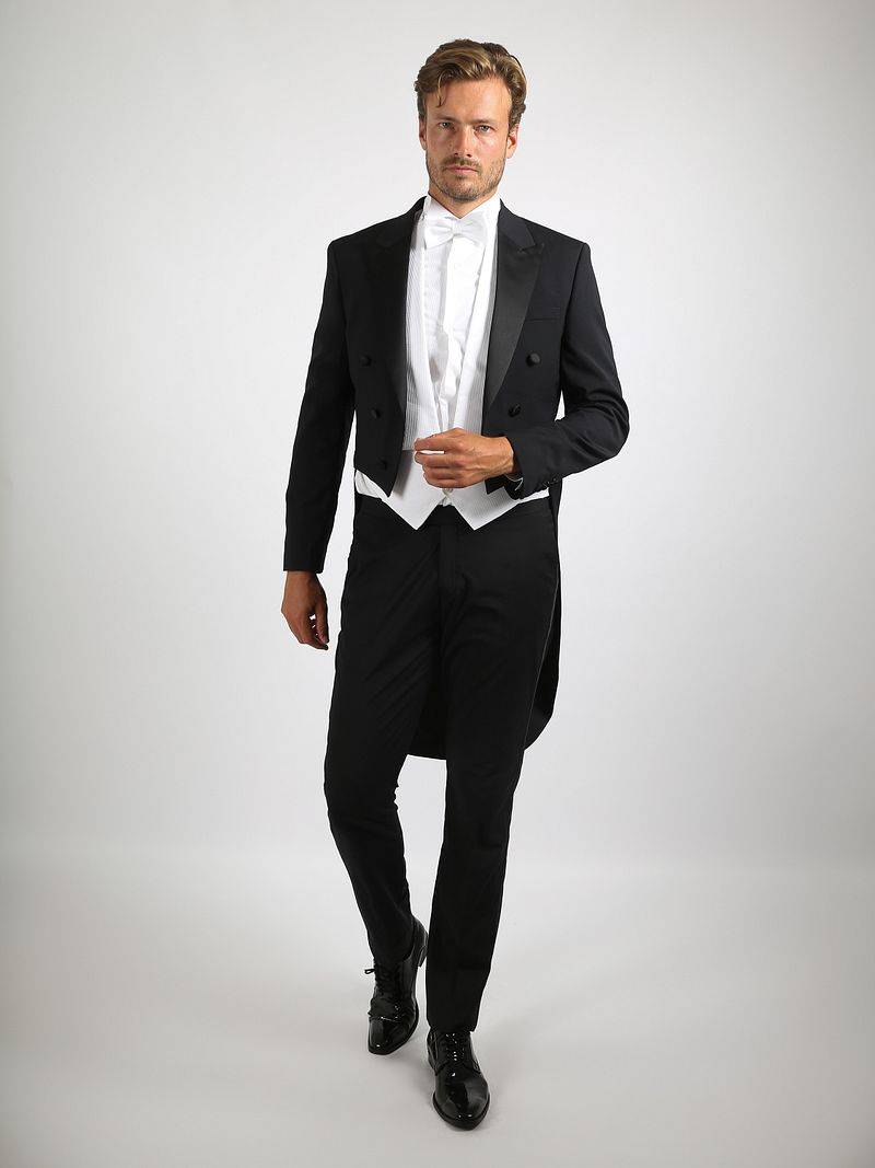 Schwarzer Frackanzug für Herren - 2-teiliger Frack mit Jacke und Hose - Model Prague - Größe 62 von Suitable