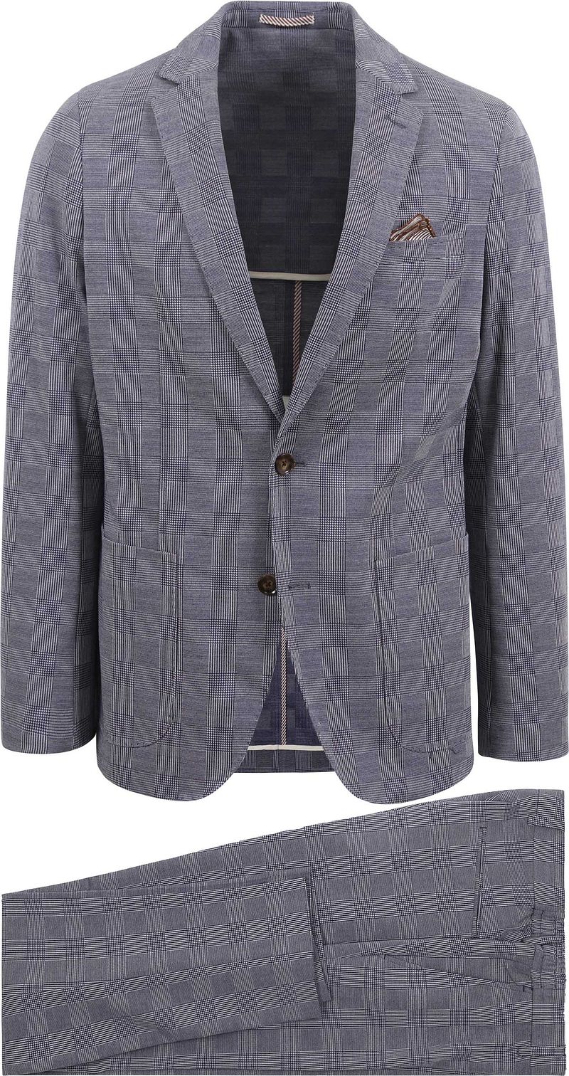 Suitable Anzug Flex Kariert Blau - Größe 48 von Suitable