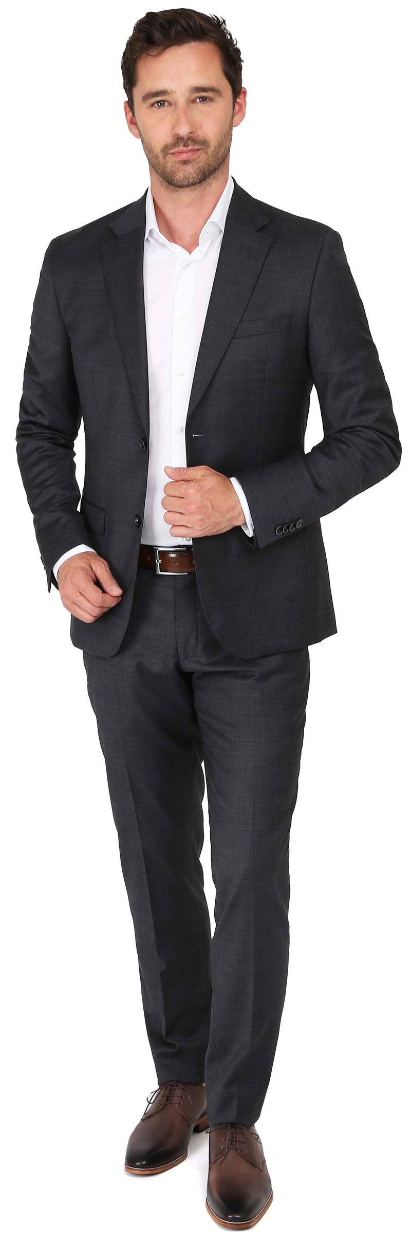 Suitable Anzug Toulon Serge Wolle Uni Schwarz - Größe 48 von Suitable