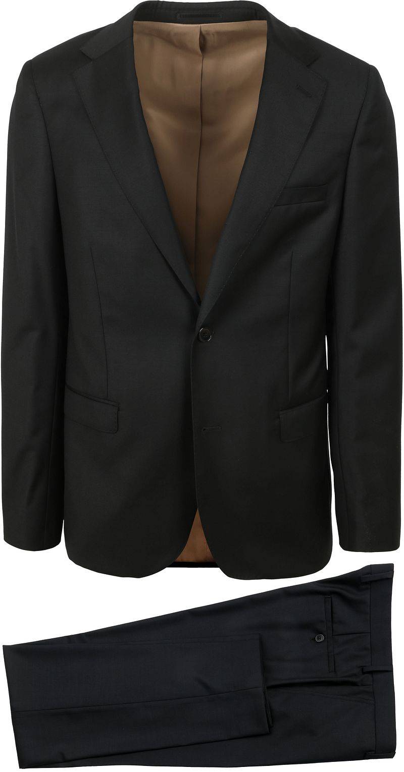Suitable Anzug Wolle Uni Schwarz - Größe 52 von Suitable