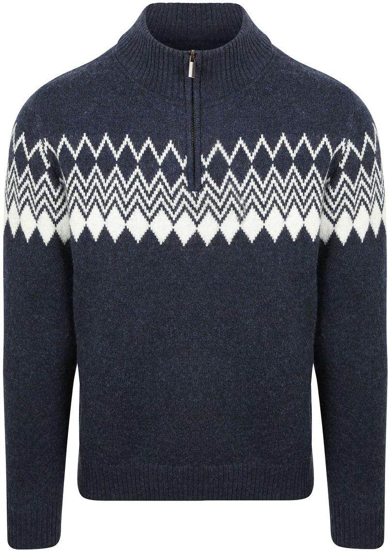 Suitable Avery Nordic Half Zip Pullover Wool Blend Navy - Größe L von Suitable