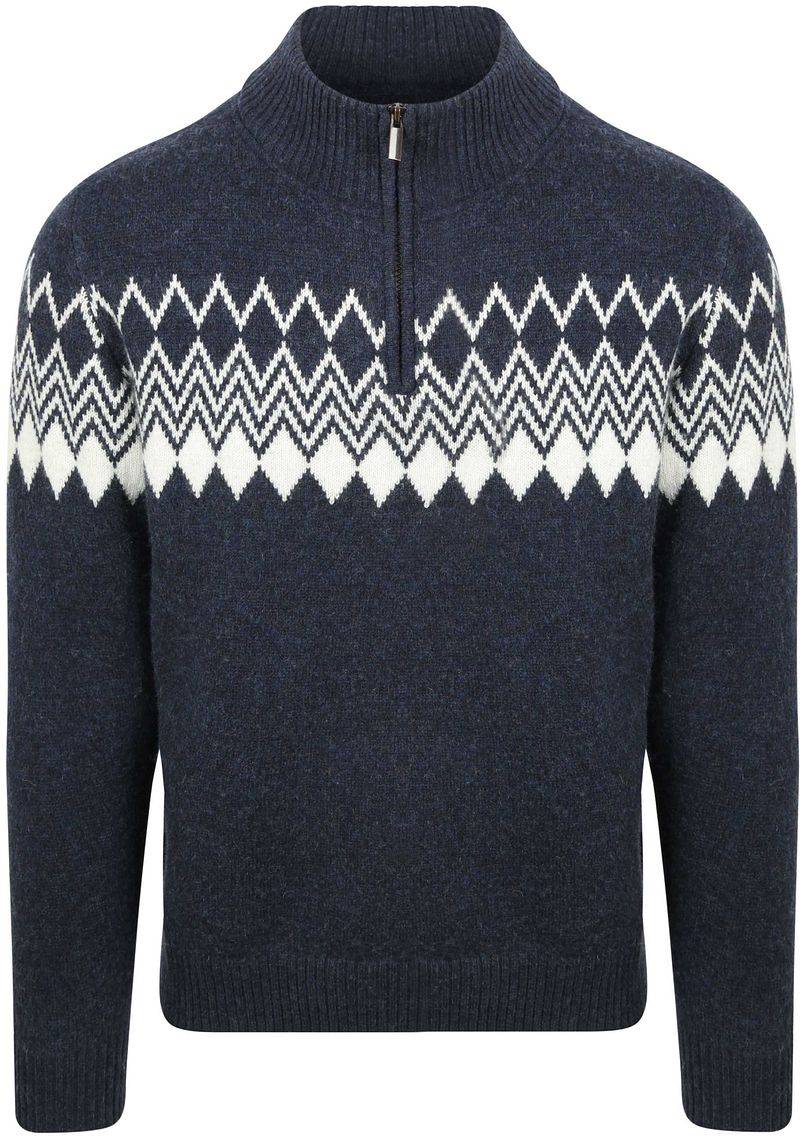 Suitable Avery Nordic Half Zip Pullover Wool Blend Navy - Größe XXL von Suitable
