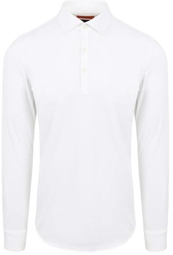 Suitable Camicia Poloshirt Weiß - Grösse L - Herren - Bekleidung - Slim-fit - Baumwolle - von Suitable