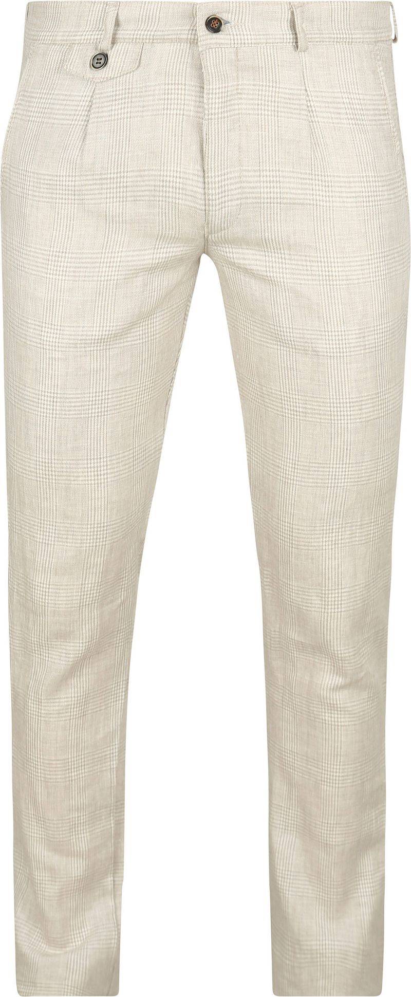Suitable Chino Linen Blend Karos Beige - Größe 50 von Suitable