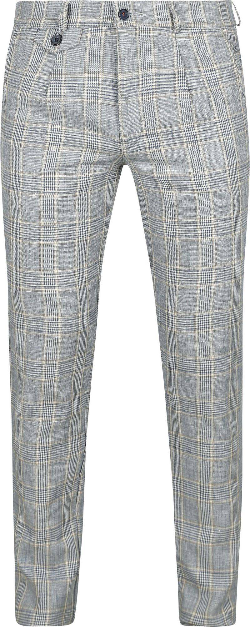 Suitable Chino Linen Blend Karos Blau - Größe 26 von Suitable