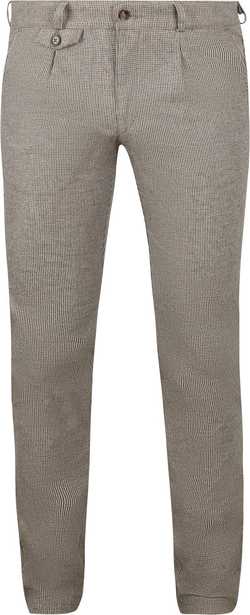 Suitable Chino Pico Pleat Flanel Druck Beige - Größe 52 von Suitable