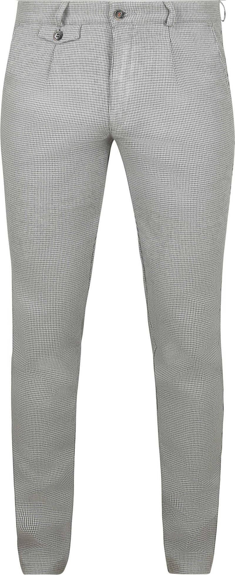 Suitable Chino Pico Pleat Flanel Druck Grau - Größe 102 von Suitable