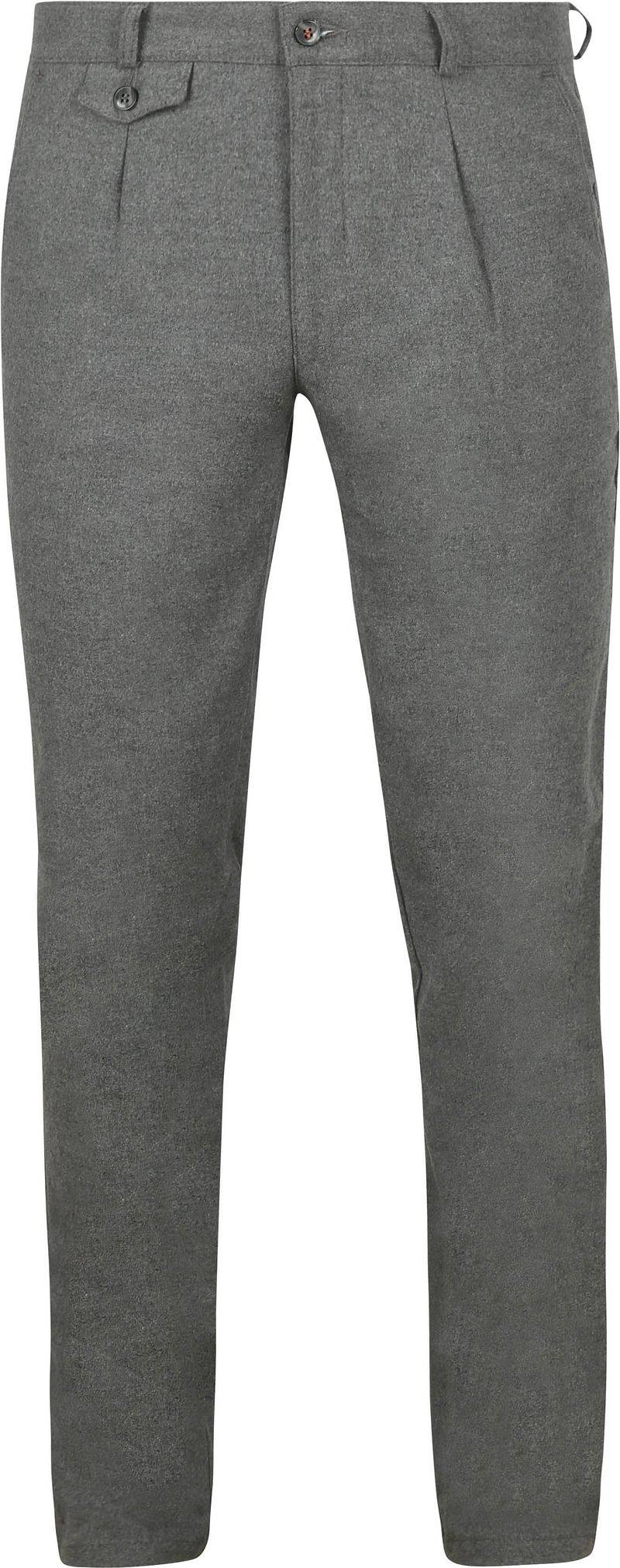Suitable Chino Pico Pleat Flanel Grau - Größe 26 von Suitable